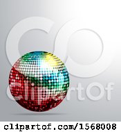 Poster, Art Print Of 3d Colorful Disco Ball On A Gray Background