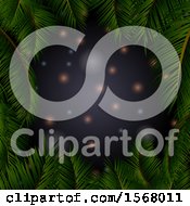 Clipart Of A Starry Night Sky Framed With Palm Tree Branches Royalty Free Vector Illustration
