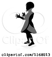 Poster, Art Print Of Silhouetted Girl Ready To Catch A Ball With A Reflection Or Shadow On A White Background