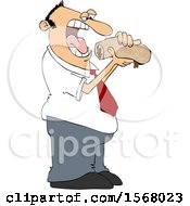 Clipart Of A Man About To Shove A Messy Burrito In His Mouth Royalty Free Vector Illustration