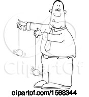 Cartoon Lineart Black Business Man Playing With Yoyos