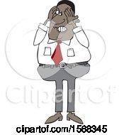 Poster, Art Print Of Cartoon Aggravated Black Business Man Squeezing His Face