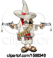 Clipart Of A Mexican Bandito Holding Two Cork Guns Royalty Free Illustration by djart
