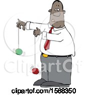 Poster, Art Print Of Cartoon Black Business Man Playing With Yoyos