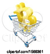 Clipart Of A 3d Gold Bitcoin Currency Symbol In A Shopping Cart Royalty Free Vector Illustration by AtStockIllustration
