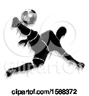 Clipart Of A Motion Blur Styled Silhouetted Soccer Player In Action Royalty Free Vector Illustration