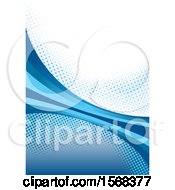 Clipart Of A Blue Wave And Halftone Layout Template Background Royalty Free Vector Illustration