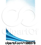 Clipart Of A Blue Wave And Halftone Layout Template Background Royalty Free Vector Illustration