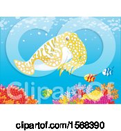 Clipart Of A Cute Cuttlefish Over A Reef Royalty Free Vector Illustration