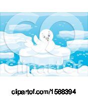 Clipart Of A Cute Seal Pup On An Ice Floe Royalty Free Vector Illustration