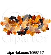 Poster, Art Print Of Festive Autumn Leaf Design With Black Currants And Acorns