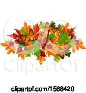 Poster, Art Print Of Festive Autumn Leaf Design With Acorns And Rosehips