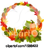 Poster, Art Print Of Festive Autumn Leaf Design With A Gourd And Pumpkin