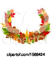 Poster, Art Print Of Festive Autumn Leaf Design With Pinecones