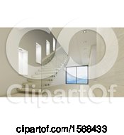 3d Stairway And Empty Room Interior