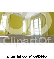 Clipart Of A 3d Yellow Empty Room Interior Royalty Free Illustration