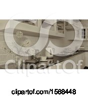 Clipart Of A 3d Kitchen Interior Royalty Free Illustration
