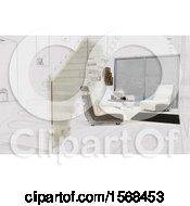 Poster, Art Print Of Sketched Turning 3d Modern Room Interior