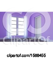 Clipart Of A 3d Purple Empty Room Interior Royalty Free Illustration