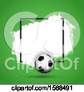 Poster, Art Print Of 3d Soccer Ball Frame With White Grunge On Green