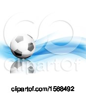 Poster, Art Print Of 3d Soccer Ball And Blue Waves
