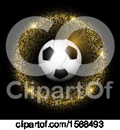 Poster, Art Print Of 3d Soccer Ball In A Gold Glittery Frame