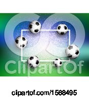 Poster, Art Print Of 3d Soccer Ball Frame On Green And Blue