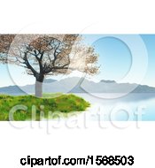 Poster, Art Print Of 3d Cherry Tree On A Lake Shore