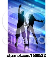 Poster, Art Print Of Silhouetted Couple Dancing Over Diagonal Lights