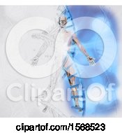 Clipart Of A Sketched Man With A Dna Strand Half In Color Royalty Free Illustration