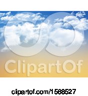 Clipart Of A Sunset Sky With Orange Blue And Puffy Clouds Royalty Free Illustration