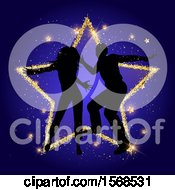 Poster, Art Print Of Silhouetted Couple Dancing Over A Gold Star