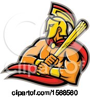 Clipart Of A Trojan Sports Mascot Holding A Baseball Bat Royalty Free Vector Illustration