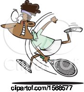 Poster, Art Print Of Cartoon Black Female Tennis Player Swinging Her Racket