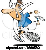 Poster, Art Print Of Cartoon Energetic Man Playing Tennis