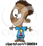 Clipart Of A Cartoon Black Boy Wearing A Student Of The Month Ribbon Royalty Free Vector Illustration