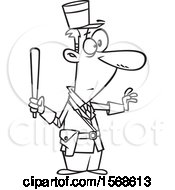 Clipart Of A Cartoon Lineart Male Gendarme Officer Royalty Free Vector Illustration