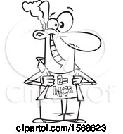 Clipart Of A Cartoon Lineart Male Physicist Wearing A Mass Energy Equivalence Shirt Royalty Free Vector Illustration