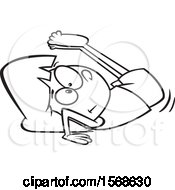 Clipart Of A Cartoon Lineart Girl Performing A Backward Roll In Gymnastics Royalty Free Vector Illustration