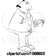 Clipart Of A Cartoon Lineart Man Eating Carrots Royalty Free Vector Illustration