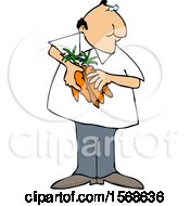 Clipart Of A Cartoon Man Holding Carrots Royalty Free Vector Illustration