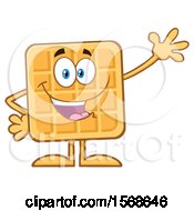 Cartoon Waffle Mascot Character Waving