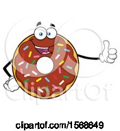 Poster, Art Print Of Cartoon Chocolate Glazed And Sprinkle Donut Mascot Giving A Thumb Up