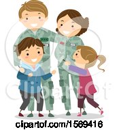 Poster, Art Print Of Happy Family With Military Parents