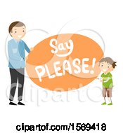 Poster, Art Print Of Father Teaching His Son To Say Please