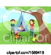 Poster, Art Print Of Happy Family With A Hanging Tent