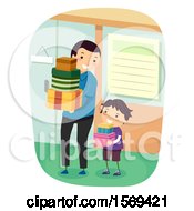 Poster, Art Print Of Father And Son Carrying Shopping Boxes