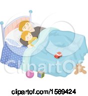 Clipart Of A Baby Boy Sleeping With His Father Royalty Free Vector Illustration