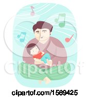 Clipart Of A Toddler Girl Sleeping In Her Dads Arm As He Sings Royalty Free Vector Illustration by BNP Design Studio