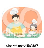 Clipart Of A Dad Baking With His Daughter Royalty Free Vector Illustration by BNP Design Studio